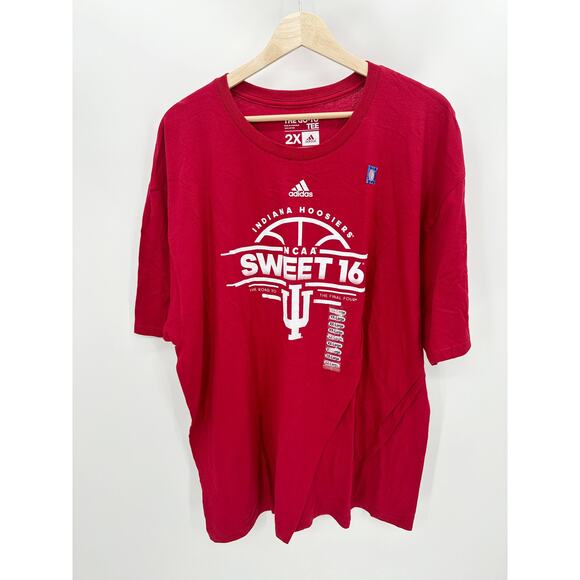 Adidas T-Shirt Men 2X NWT Red Indiana Hoosiers NCAA Sweet 16 Bball The Go-To Tee - Picture 1 of 6